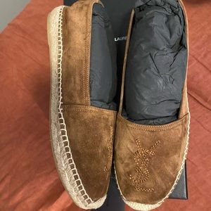 **AUTHENTIC YSL BROWN SUEDE ESPADRILLES**